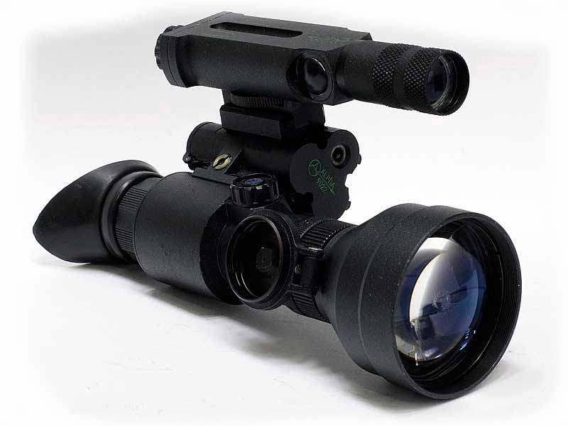 Night vision monocular Alpha-9022 with the afocal optical head and an infrared illuminator Alfa-8111-2 